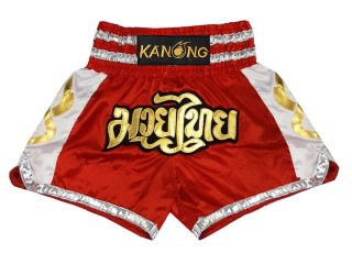 กางเกงมวยไทย กางเกงนักมวย Kanong : KNS-141 สีแดง